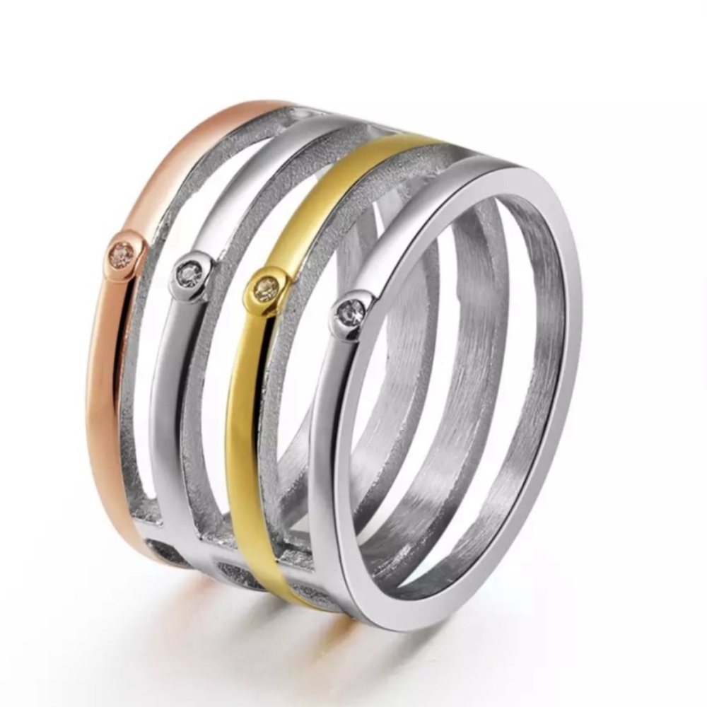 ✨Lines Statement Ring / 316L Stainless Steel Ring✨ - Picture 1 of 2